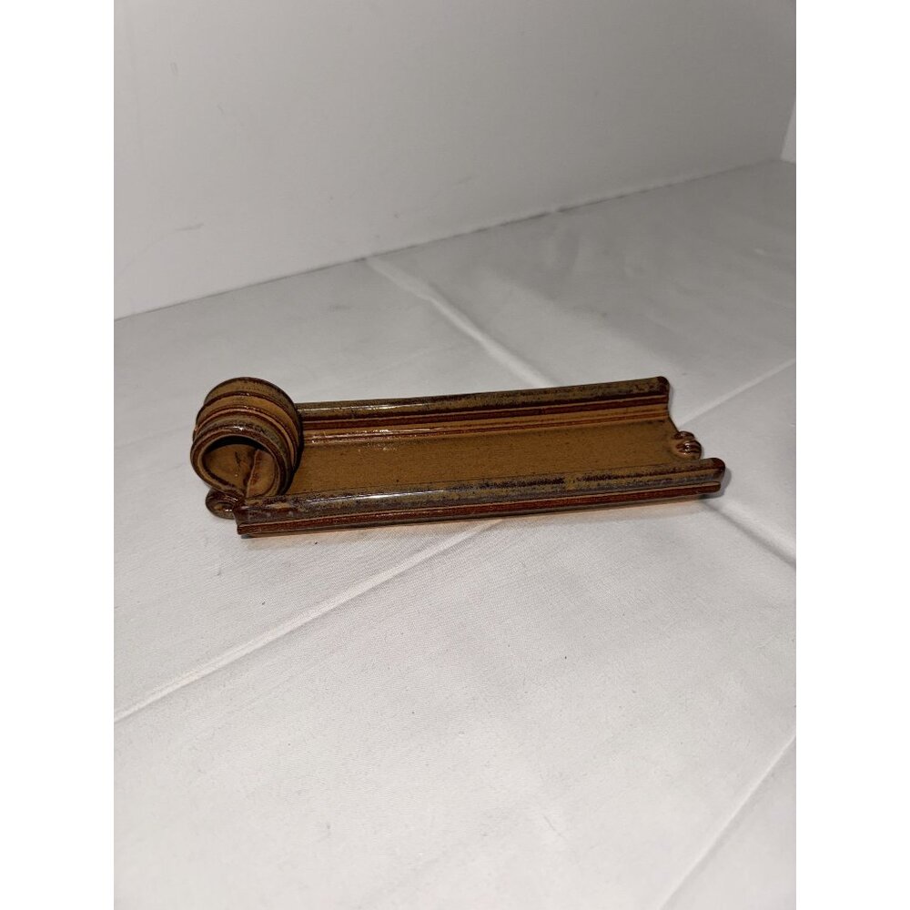 Vintage Ceramic Incense Holder With Scroll Design studio art pottery handmade ru